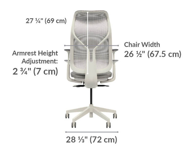 align chair width of of the base is twenty eight and one third inches